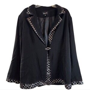 Malina's Black Polkadot Beaded Trimmed Plus Blazer